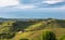 Panorama of Piedmont vineyards and Barbaresco town