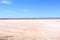 Panorama of a pink salt lake in the desert, Australian Outback