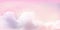 Panorama Pink sky and white cloud detail. Sugar cotton pink clouds for design.Summer heaven with colorful clearing sky.