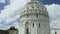 Panorama of Pisa Baptistery of Saint John, facade of roman catholic building