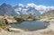 The panorama of Piz Bernina and Piz Roseg peaks