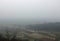 Panorama of the plain submerged by the dense fog
