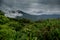 Panorama of plateaus and mountains of Panama on the way to Reserva Forestal de Fortuna and Punta Pena.
