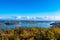 Panorama of the Poehl dam  in autumn Vogtland Saxony Germany