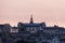 Panorama of Poitiers with city hall at sunset