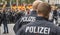 Panorama police operation in Germany during a demo