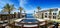 The panorama of pools and beach at luxury hotel