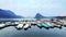 Panorama of port on Lake Lugano against Monte San Salvatore, Lugano, Switzerland