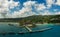 Panorama of port in Ocho Rios in Jamaica from the sea