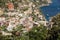 Panorama of Positano with houses climbing up the hill, Campania,