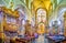 Panorama of the prayer hall of Corpus Christi Basilica in Krakow, Poland