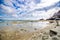 Panorama of Preveli beach at Libyan sea, river and palm forest, southern Crete.