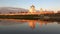 Panorama of the Pskov Kremlin at sunset, october evening. Russia