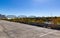 Panorama railroad bridge across the Missouri river in the fall