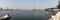 Panorama of the RAK Corniche, Bridge, downtown, and the calm fishing harbour