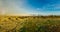 Panorama of a rare morning fog in the Phoenix Sonoran Desert Preserve