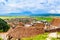 Panorama of Rasnov  town as seen from the walls of the citadel in Rasnov, Brasov County, Transylvania, Romania