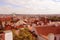 Panorama of red roofs skyline of Prague city Czech republic