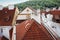 Panorama of red roofs skyline of Prague city Czech republic