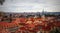 Panorama of red roofs skyline of Prague city Czech republic