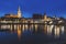 Panorama of Regensburg at evening