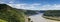 Panorama of the Rhine valley with medieval castle