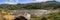 Panorama on Rice paddies in the beautiful and luxurious countryside around bajawa Nusa Tenggara, flores island, Indonesia