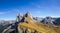 Panorama of the ridge of Seceda mountain peak and the Odle massif, Dolomites