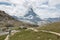 Panorama of Riffelsee lake and Matterhorn mountain in national park Zermatt