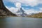 Panorama of Riffelsee lake and Matterhorn mountain in national park Zermatt