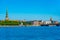 Panorama of riga including saint peters church, the zeppelin han