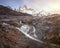 Panorama of Rio De la Cascada and Fitz Roy in the Morning, Los Glaciares National Park, Argentina