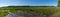 Panorama of river and heath landscape in Rebild National Park in northern Denmark