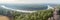 Panorama of the river Nemunas and forest, landscape aerial view, Birstonas, Lithuania