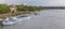 Panorama of the river Rhine with cruise ships in Bonn