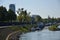 Panorama at the River Rhine in Duesseldorf, the Capital City of North Rhine - Westphalia