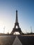 Panorama road street view of Eiffel tower steel structure construction landmark symbol Champ de Mars Paris France Europe