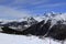 Panorama of rocks in the Alpine resort of La Plagne, France