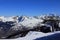 Panorama of rocks in the Alpine resort of La Plagne, France