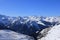 Panorama of rocks in the Alpine resort of La Plagne, France