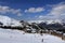 Panorama of rocks in the Alpine resort of La Plagne, France