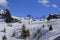 Panorama of rocks in the Alpine resort of La Plagne, France