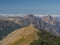 Panorama of rocks, crests and cliffs in the stunning mountains