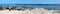 Panorama of rocky fishing groynes at the Cut West Australia