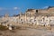 Panorama Roman main road with stone columns row in ephesus Archaeological site in turkey