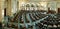 Panorama with the Romanian Senate hall inside the Palace of Parliament