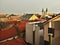 Panorama roofs of buildings with church in historical town Uherske Hradiste, Czech republic