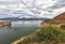 Panorama of Roosevelt lake and bridge, Arizona