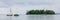 Panorama of Roseninsel rose island with sailboats