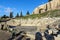 Panorama of ruins of theatre of Dionysus in Acropolis of Athens, Attica, Greece